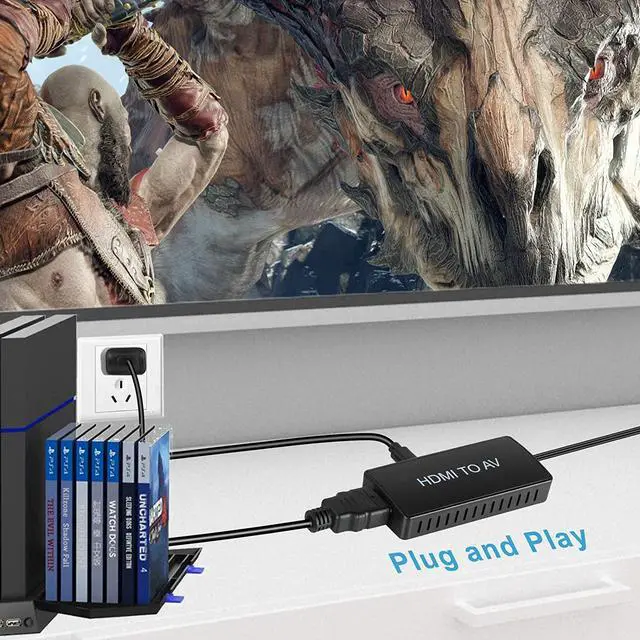 Alt view image 5 of 7 - HDMI to RCA Converter, HDMI to AV Composite Video Audio Converter Adapter, Supports PAL/NTSC for PS One, PS2, PS3, Nintendo 64, STB, VHS, VCR, Blue-Ray DVD Players Projector
