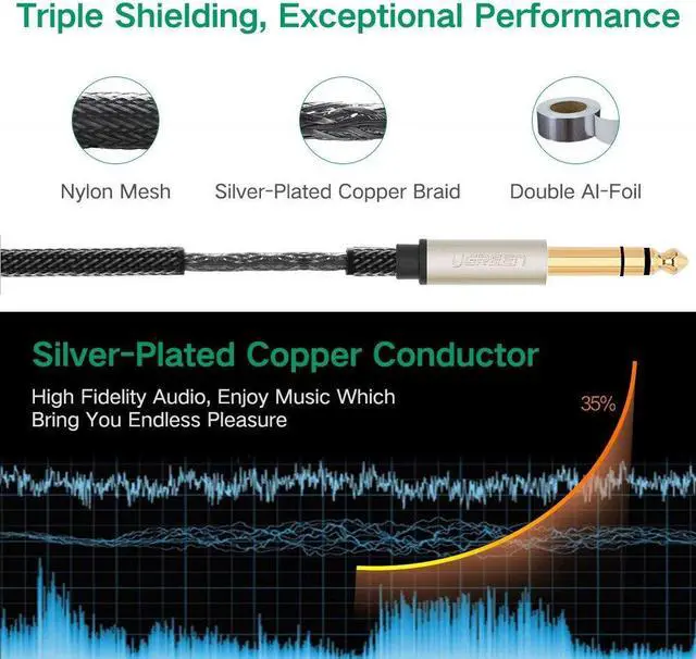 Alt view image 6 of 7 - 3.5mm 1/8" Male to 6.35mm 1/4" Male TRS Stereo Audio Cable with Infection Molding Shell Design for iPod Laptop Home Theater Devices and Amplifiers Black (10ft, 3meters)