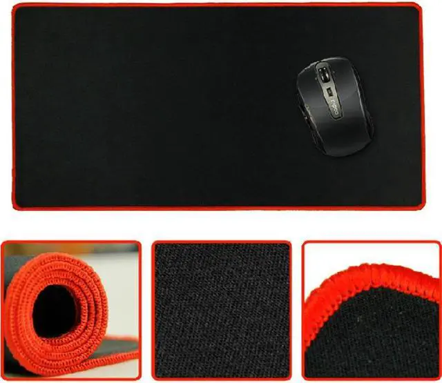 Alt view image 4 of 7 - Gaming Mouse Pad Large Size (600x300x2mm) Extended Mouse Mat Water-Resistant Mouse Pads with Non-Slip Rubber Base for Keyboard and Mouse, Black+Red Edge
