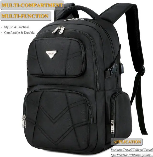 Alt view image 3 of 7 - SOCKO 17.3 Inch Laptop Backpack With USB Charging Port Function/Multi-compartment Travel Rucksack/Water-resistant Knapsack/Protective Day Pack For Men/Women (Black)