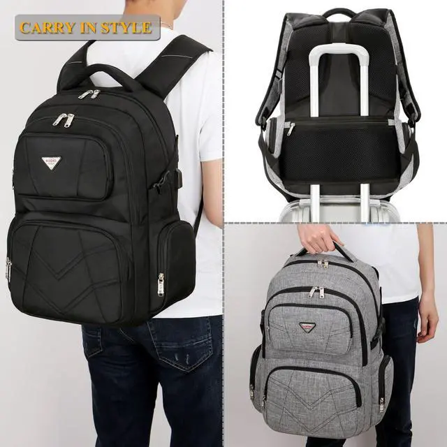 Alt view image 7 of 7 - SOCKO 17.3 Inch Laptop Backpack With USB Charging Port Function/Multi-compartment Travel Rucksack/Water-resistant Knapsack/Protective Day Pack For Men/Women (Black)