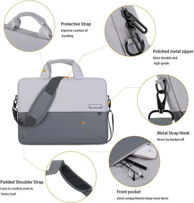 Alt view image 2 of 7 - BRINCH Laptop Shoulder Bag Compatible 12-13.3 Inch MacBook Pro, Ultrabook Netbook Tablet, Protective Briefcase Carrying Handbag Sleeve Case Cover, Gray