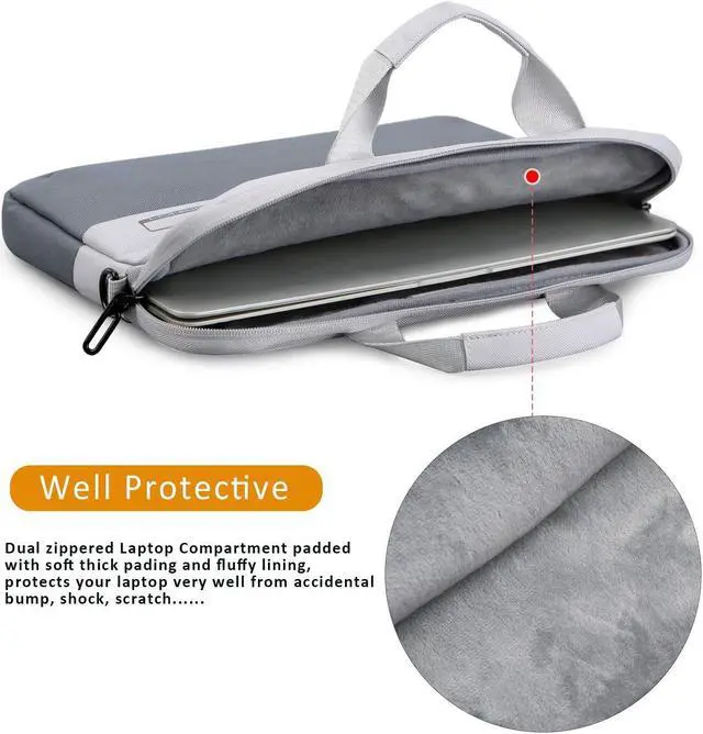 Alt view image 4 of 7 - BRINCH Laptop Shoulder Bag Compatible 12-13.3 Inch MacBook Pro, Ultrabook Netbook Tablet, Protective Briefcase Carrying Handbag Sleeve Case Cover, Gray
