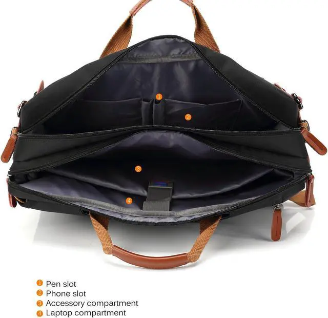 Alt view image 5 of 7 - Large Messenger Bag 17.3 inch Nylon Laptop Backpack School College Convertible Backpack Multifunction Business Briefcase Shoulder Bag Leisure Handbag Travel Rucksack (17.3 inch, Gray)