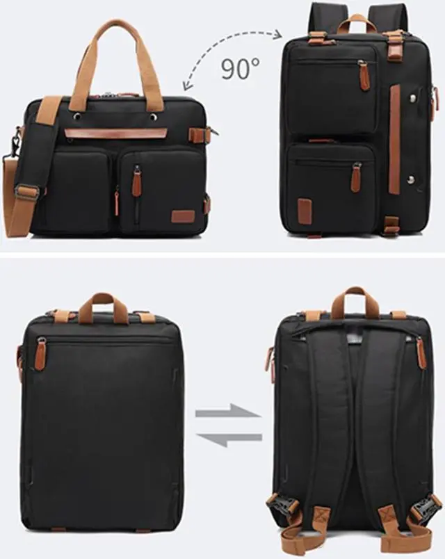 Alt view image 3 of 7 - 17.3 inches Laptop Backpack Computer Cases, Convertible Business Backpack Briefcase Messenger Bag, Multi-Functional Travel Rucksack Daypack School Bookbag Handbag for Women Men, Blue
