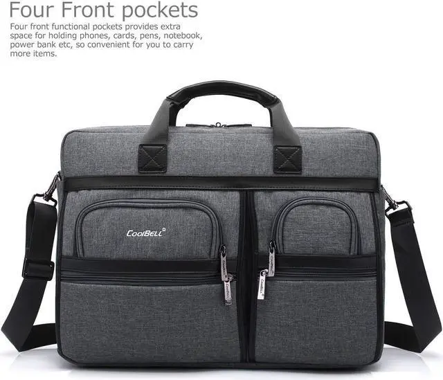 Alt view image 2 of 7 - Messenger Bag 16" 17" 17.3'' Laptop Bag, Stylish Nylon Shoulder Bag for College School Business Work , CB-5003, Gray