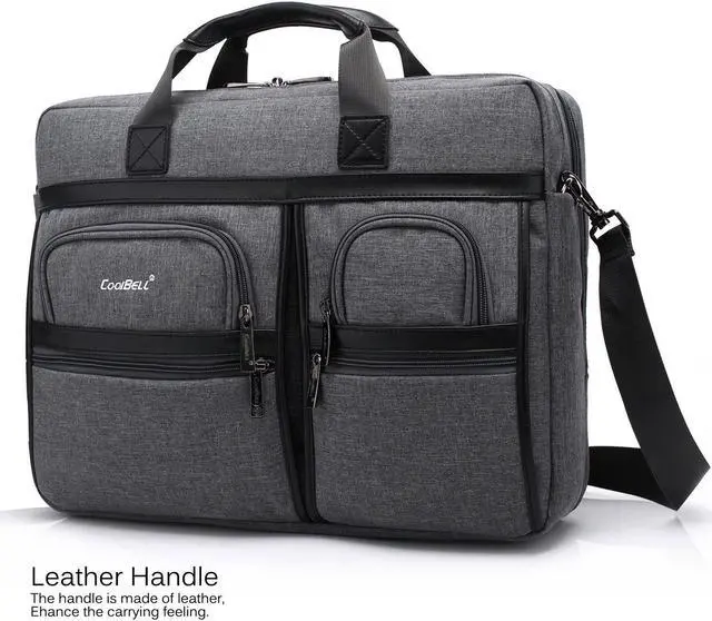 Alt view image 4 of 7 - Messenger Bag 16" 17" 17.3'' Laptop Bag, Stylish Nylon Shoulder Bag for College School Business Work , CB-5003, Gray