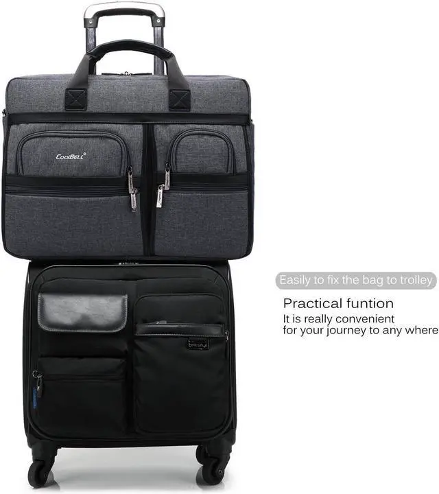 Alt view image 7 of 7 - Messenger Bag 16" 17" 17.3'' Laptop Bag, Stylish Nylon Shoulder Bag for College School Business Work , CB-5003, Gray