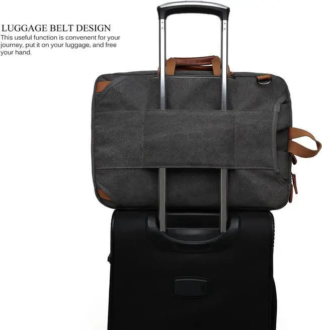 Alt view image 4 of 7 - Convertible 3 in 1 Laptop Backpack,17.3 Inch Messenger Backpack Satchel Bag Briefcase Backpack Computer Handbag Shoulder Bag for Women Men-Canvas Black