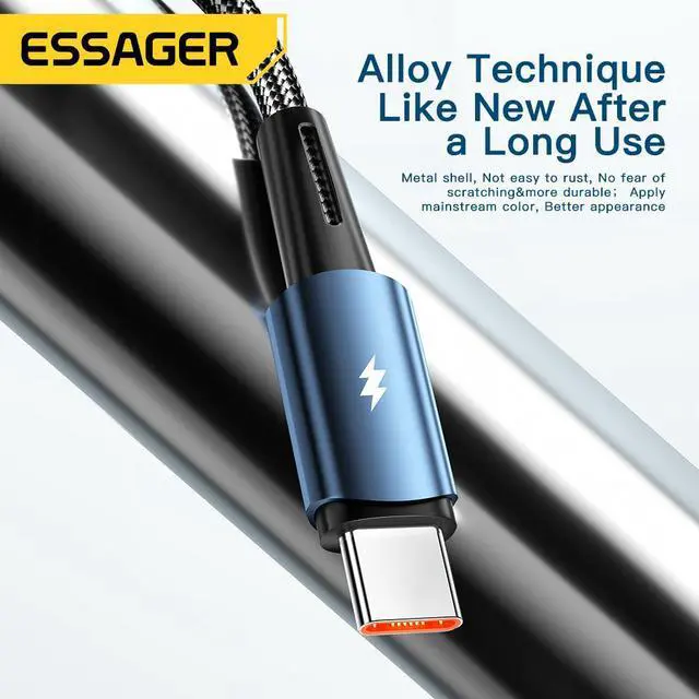 Alt view image 7 of 7 - PD 120W USB A to USB C Cable, 6A Fast Charging USB C Cable Nylon Braided Charger Cord Type C Cable for Samsung S21 S20 iPad Pro Google Pixel LG (3.3FT, 1-PACK)