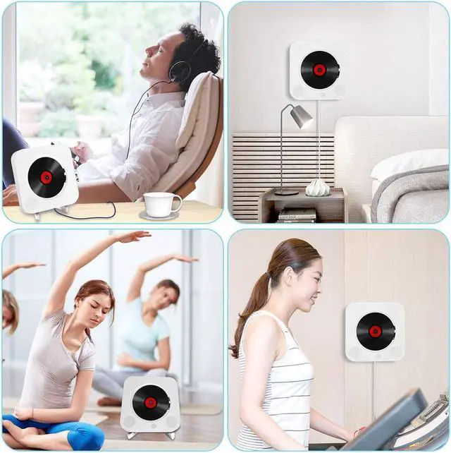 Alt view image 5 of 7 - Portable Bluetooth CD Player, Wall Mountable CD Player Built-in HiFi Speakers with Remote for Music Player Support FM Radio USB Playing 3.5mm Headphone Jack for Home