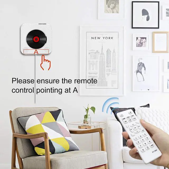Alt view image 6 of 7 - Portable Bluetooth CD Player, Wall Mountable CD Player Built-in HiFi Speakers with Remote for Music Player Support FM Radio USB Playing 3.5mm Headphone Jack for Home