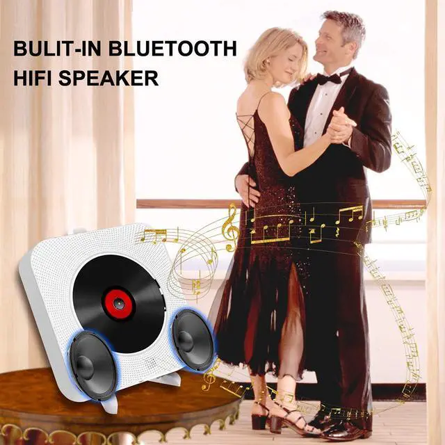Alt view image 7 of 7 - Portable Bluetooth CD Player, Wall Mountable CD Player Built-in HiFi Speakers with Remote for Music Player Support FM Radio USB Playing 3.5mm Headphone Jack for Home