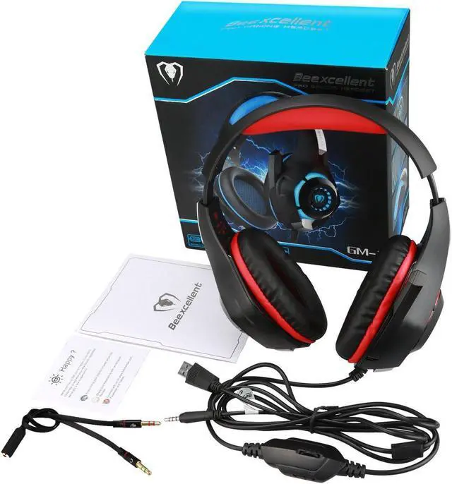 Alt view image 5 of 7 - Gaming Headset with Mic for Xbox One PS4, Xbox One Headset, PS4 Headset, Over-Ear Gaming Headphones with Volume Control LED Light 3.5mm Audio Jack for Laptop PC iPad Smartphones, Black+Red