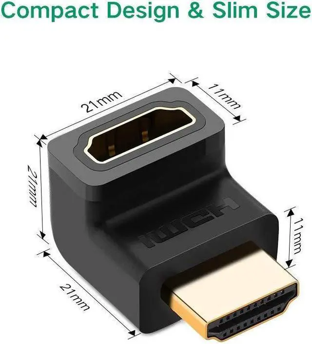 Alt view image 4 of 7 - 2-Pack 3D&4K Supported HDMI HDMI Adapter 270 Degree Right Angle Male to Female Right Angle Adapter for 1080P HDTV PC HDMI Adapter
