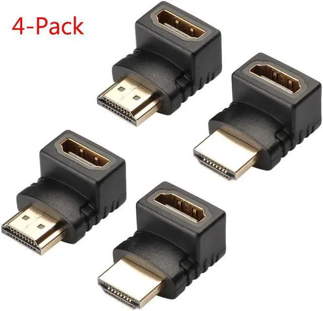 Main image of 90 Degree + 270 Degree Combo Right Left Angle HDMI Adapter Low Profile L Shaped with 4K and HDR Support (4 Pack) eokCXOY