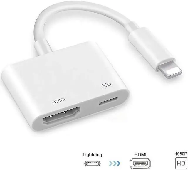 Main image of Compatible with iPhone to HDMI Adapter/iOS Phone HDMI Adapter, HDMI Coupler 1080P Digital AV Adapter, Sync Screen HDMI Connector with Charging Port for iPhone/Pad/Pod Models(White)