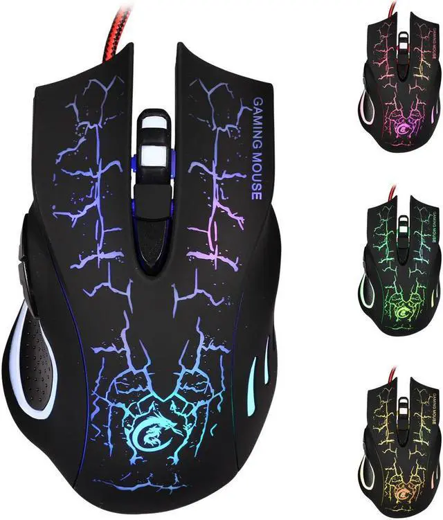 Alt view image 3 of 7 - Gaming Keyboard and Mouse Combo, LED Backlit Keyboard, USB Wired Gaming Mouse, 3 Color Blue/Red/Purple LED Backlit Crack Keyboard and Mouse Set for Gamer Office
