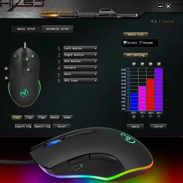 Alt view image 7 of 7 - HXSJ Gaming Mouse USB Wired Mouse 6 Buttons 200-4800DPI Optical USB Wired Desktop Mice RGB Backlit For game player eokCXOY
