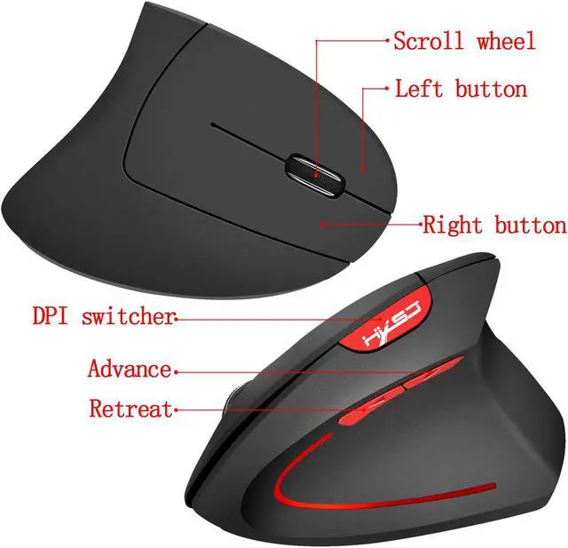 Alt view image 3 of 7 - HXSJ T22 Rechargeable 2.4GHz 2400DPI Wireless Mouse 3D Design Mouse for Windows 7/8/Vista/XP/2000 suitable for office games-Black