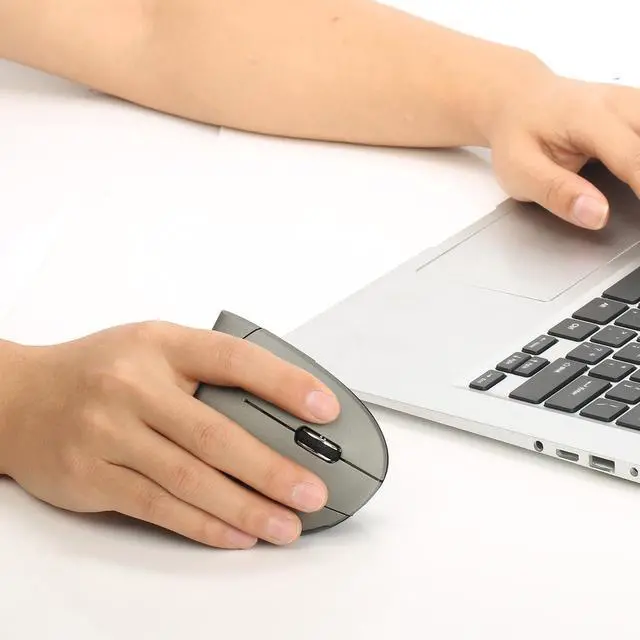 Alt view image 7 of 7 - HXSJ T22 USB 2.4G Wireless Vertical Mouse Gaming Mouse 4 Buttons 1600 1800 2400dpi For Laptops for PC Laptop Computer-Gray eokCXOY