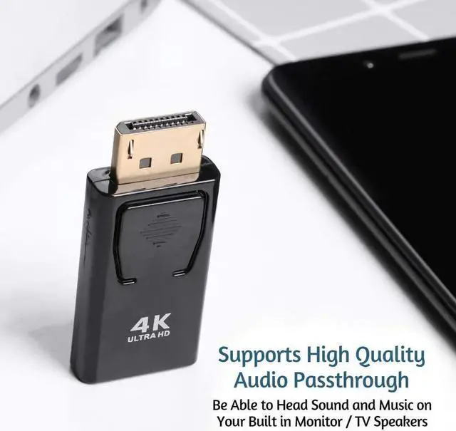 Alt view image 3 of 7 - DP to HDMI Adapter 4K Display Port Male to HDMI Female Converter for HDTV PC Laptop Projector DisplayPort to HDMI New, 1-Pack
