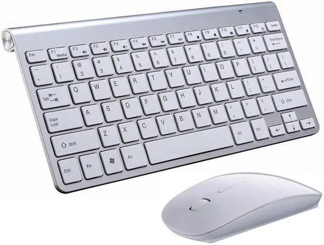 Main image of Wireless Keyboard and Mouse Combo,Whisper-quiet 2.4G Metal Ultra-Slim Portable Cordless Keyboard for Computer Desktop,Silver
