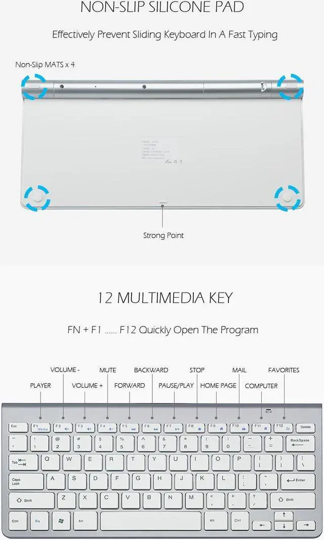 Alt view image 6 of 7 - Wireless Keyboard and Mouse Combo,Whisper-quiet 2.4G Metal Ultra-Slim Portable Cordless Keyboard for Computer Desktop,Silver