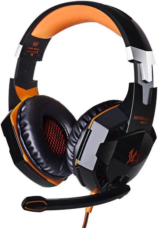 Main image of KOTION EACH Over-ear 3.5mm Stretchable Band Gaming Headphone with Mic for PC Game (Black+Orange)