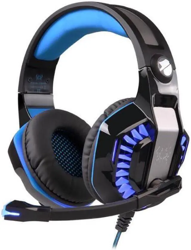 Alt view image 2 of 7 - KOTION EACH G2000 2.0 Vibrating Over-ear Gaming Headphones with Mic, 2.2m Cable, LED Light, Noise Reduction Headset for Computer Game, PS4, Xbox One, Laptops, Tablet, Smartphones (Blue)