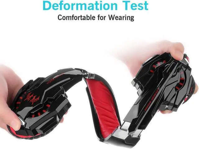 Alt view image 4 of 7 - Kotion Each G9000 Gaming Headset Headphone 3.5mm Stereo Jack with Mic LED Light for Xbox One S/Xbox one/PS4/Tablet/Laptop/Cell Phone-Black&Red