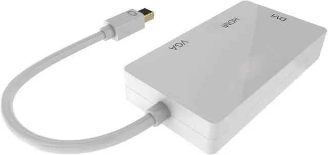 Alt view image 2 of 7 - 1080P Thunderbolt Mini dp to HDMI DVI VGA 3 in 1 Two 4K Adapter, Gold-Plated Connector Video Adapter, for MacBook Pro mac Book air Surface pro - (1080P, White)