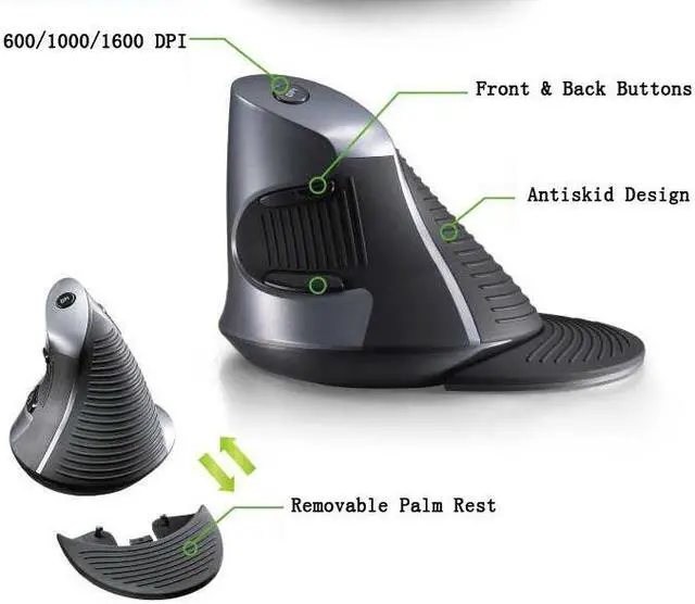 Alt view image 5 of 7 - DELUX 1200 DPI Plug & play 6 Key Human Engineering USB Delux Wired M618 Laser Ergonomic Vertical Mouse For PC Computer Laptop Ship from US about 2-7 days