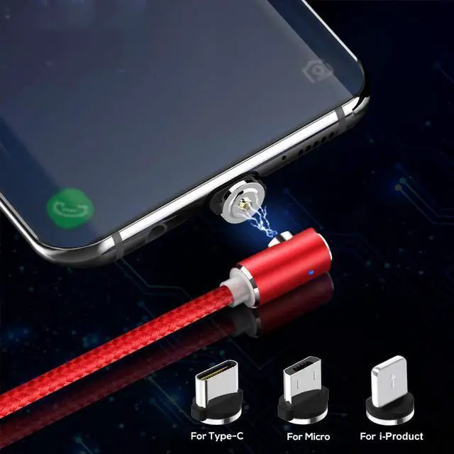 Alt view image 6 of 7 - Magnetic Phone Charger Cable, Upgrade 3 in 1 Multi Cable Charging Nylon Braided Compatible with Samsung Galaxy S10 S9,XR XS Max,Android Micro ,Type C Cable and iProduct 2-pack, 3.3ft, Red eokCXOY