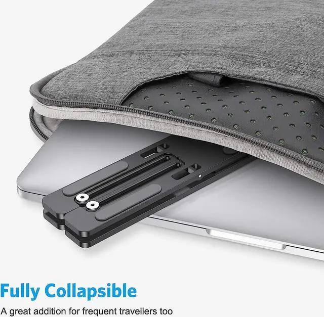Alt view image 7 of 7 - Laptop Stand, Laptop Holder Riser Computer Stand, Adjustable Aluminum Foldable Portable Notebook Stand, Compatible with MacBook Air Pro, HP, Lenovo, Dell, More 10-15.6 Laptops and Tablets (Black)