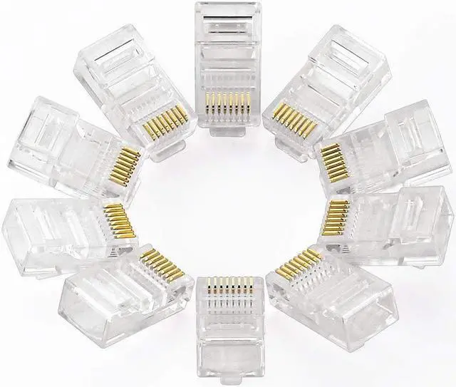 Alt view image 7 of 7 - 50-Pieces RJ45 CAT5 CAT5E Connector 8P8C Gold Plated Ethernet Crystal Head eokCXOY