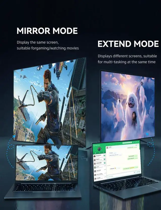 Alt view image 6 of 7 - Wireless HDMI Transmitter and Receiver, Stable Wireless HDMI Extender Kit 1080P@60Hz , Streaming Smooth Media Video/Audio/File for Laptop/PC/Camera/Phone to Monitor/Projector/HDTV - 98FT/30M