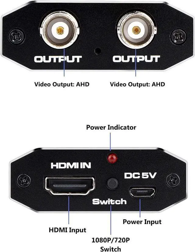 Alt view image 2 of 7 - 1 HDMI to 2 AHD BNC Converter 1080p TVI AHD Repeater HDMI to AHD Converter with AHD Loopout 500M Repeater eokCXOY