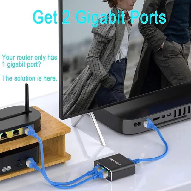 Alt view image 3 of 7 - Gigabit Ethernet Splitter Cable Network Adapter 1 Female to 2 Female, Suitable Super Cat5, Cat5e, Cat6, Cat7 Connector LAN Ethernet Cables Internet Adapter, [2 Devices Simultaneous Networking]