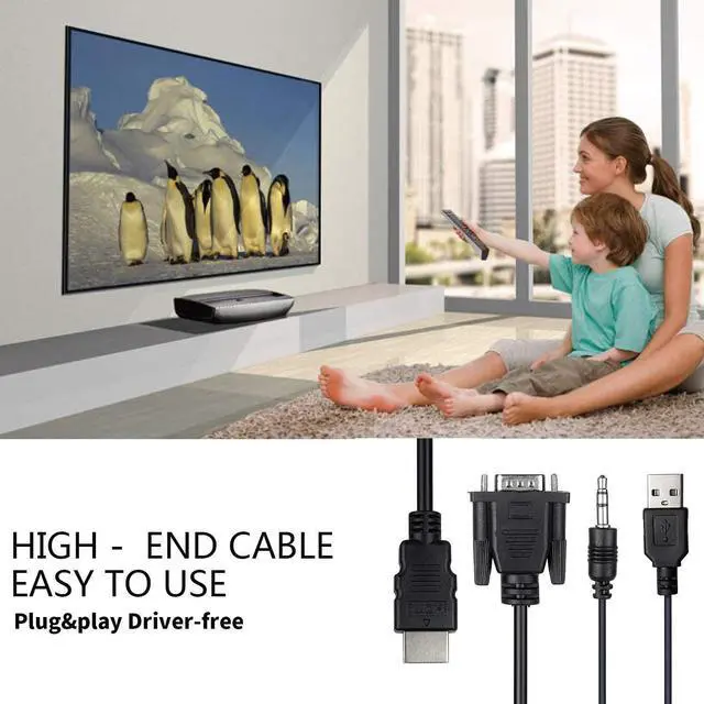 Alt view image 7 of 7 - VGA to HDMI Connector Cable 4FT, VGA to HDMI Cable, 1080P Active VGA Male to HDMI Male Analog Video Adapter Cable with Audio Output Converter Cable