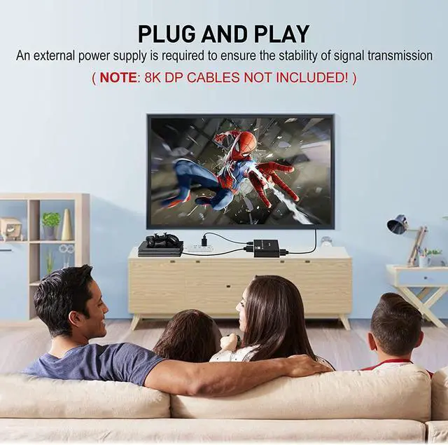 Alt view image 7 of 7 - Displayport Switch, 8K@30Hz Bi-Directional DP 1.4 Switcher, Two-Way DP Switch Selector Box 2x1 or 1x2, 4K@120Hz Manual Display Port Splitter 2 in 1 Out for Computer Monitor Projector TV