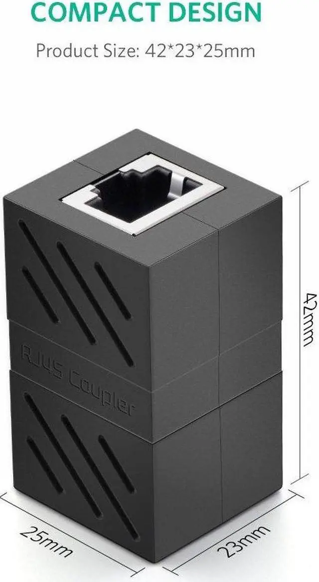 Alt view image 2 of 7 - 10-PACK RJ45 Connector Female to Female Cat7/6/5e Ethernet Adapter 8P8C Network Extender Extension Cable for Ethernet Cable-Black
