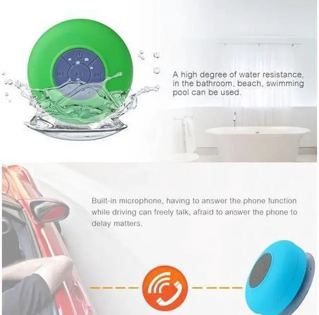 Alt view image 6 of 7 - Portable Bluetooth Shower Speaker - IPX4 Waterproof - Super Strong Suction Cup - Built In Mic For Hands free Calling - 6-Hour Music Playtime - Water Resistant Rubber