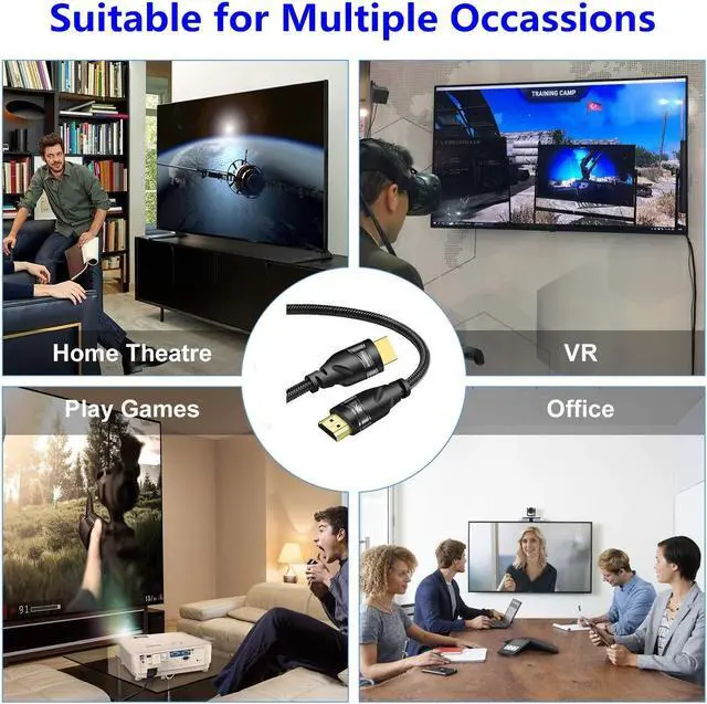 Alt view image 7 of 7 - Ultra High Speed HDMI 2.1 Cable 8K 60Hz HDR 48Gbps, Dolby Vision, Dolby Atmos, eARC, VRR (10 Feet)