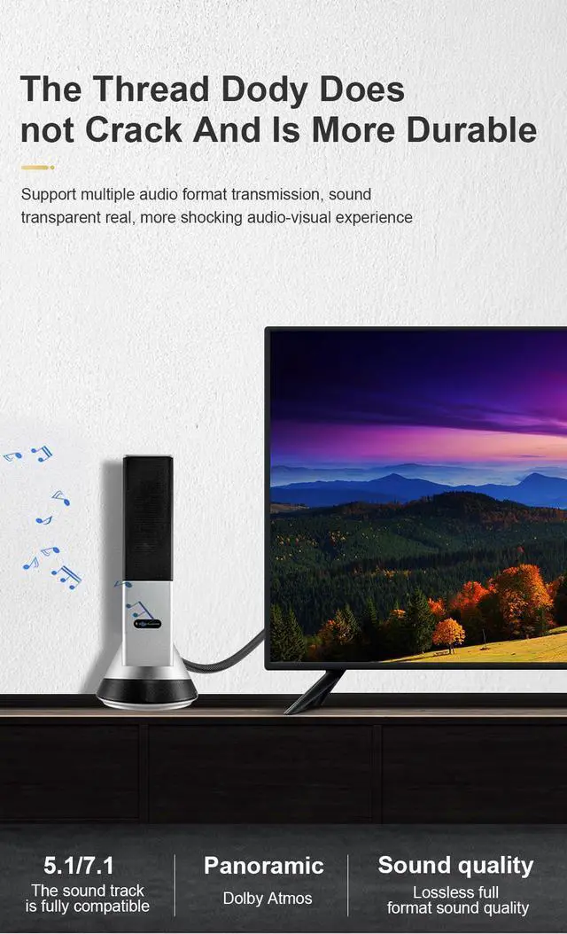 Alt view image 6 of 7 - Ultra High Speed HDMI 2.1 Cable 8K 60Hz HDR 48Gbps, Dolby Vision, Dolby Atmos, eARC, VRR (10 Feet)