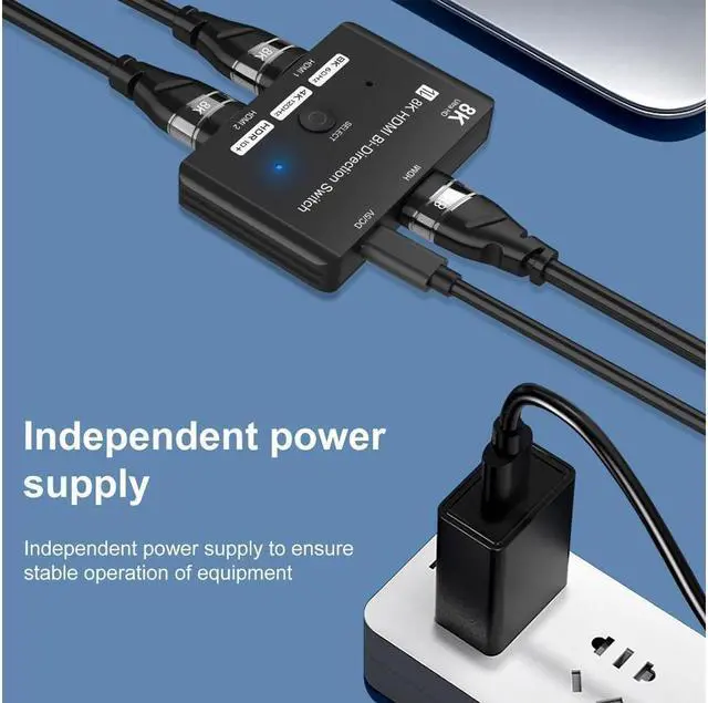 Alt view image 3 of 7 - Bi-Directional HDMI 2.1 HDR 2In 1Out/1In 2Out 8K Switcher 8K@60Hz 4K@120Hz HDR 48Gbps 3D HDMI Video Converter Compatible with PS5 Xbox x HDMI TVs Monitors