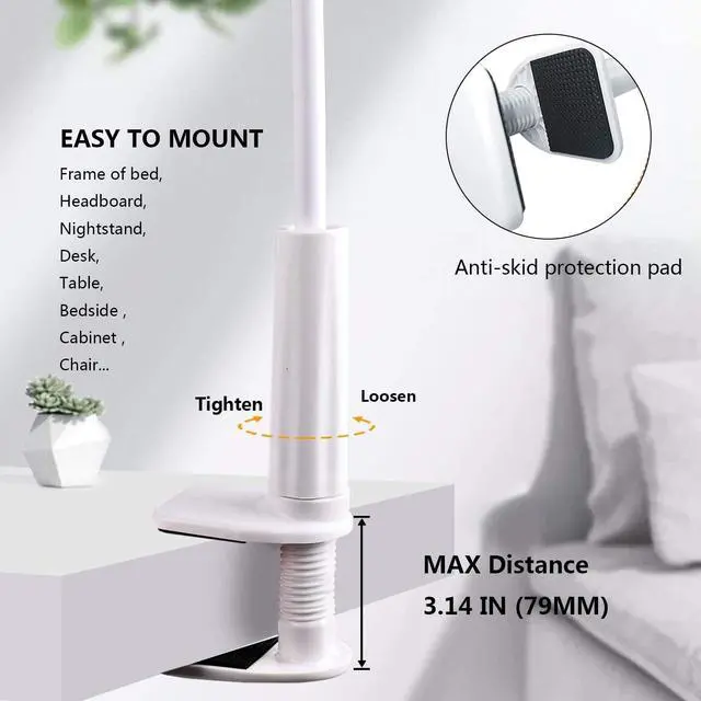 Alt view image 3 of 7 - Tablet Holder, Flexible Gooseneck Tablet Stand Mount for iPad, iPhone, Samsung Galaxy Tabs, and More 4.7-10.5 Devices, Good for Desk, Bed, Kitchen, Office (White)