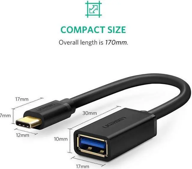 Alt view image 3 of 7 - USB C to USB Adapter, Type C Male to USB A Female Adapter OTG Cable Compatible MacBook Pro 2018/2017, Dell XPS 15/13, Samsung Galaxy S9 S8 Plus Note 9 Note 8 Pixel 2 etc
