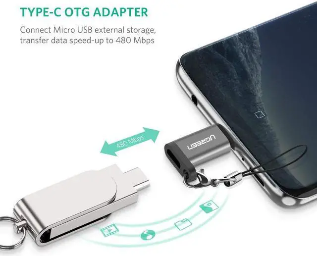 Alt view image 3 of 7 - Micro USB to USB C Adapter with Keychain Compatible Samsung Galaxy S8 New MacBook Pro Pixel XL Nexus 5X 6P, Sony XZ, LG V20 G5 G6