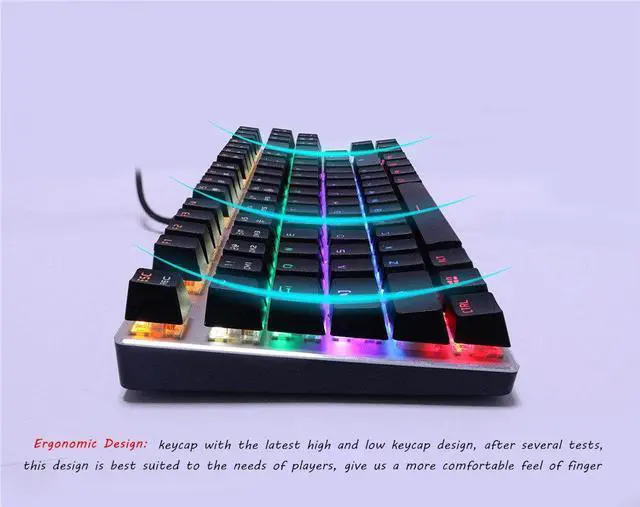 Alt view image 6 of 7 - ZERO Gaming Keyboard Mechanical Illuminated Keyboard with Red Switch, 87 keys, 9 Kind of Backlit,(Red Switch,Black keycap)